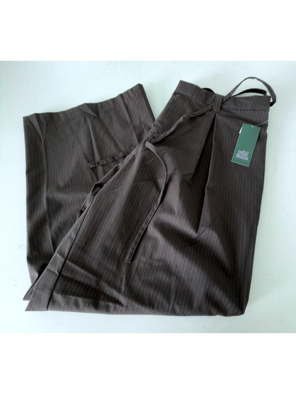 WIld Fable Brown Pinstripe Wide Leg Pants Women Size Small